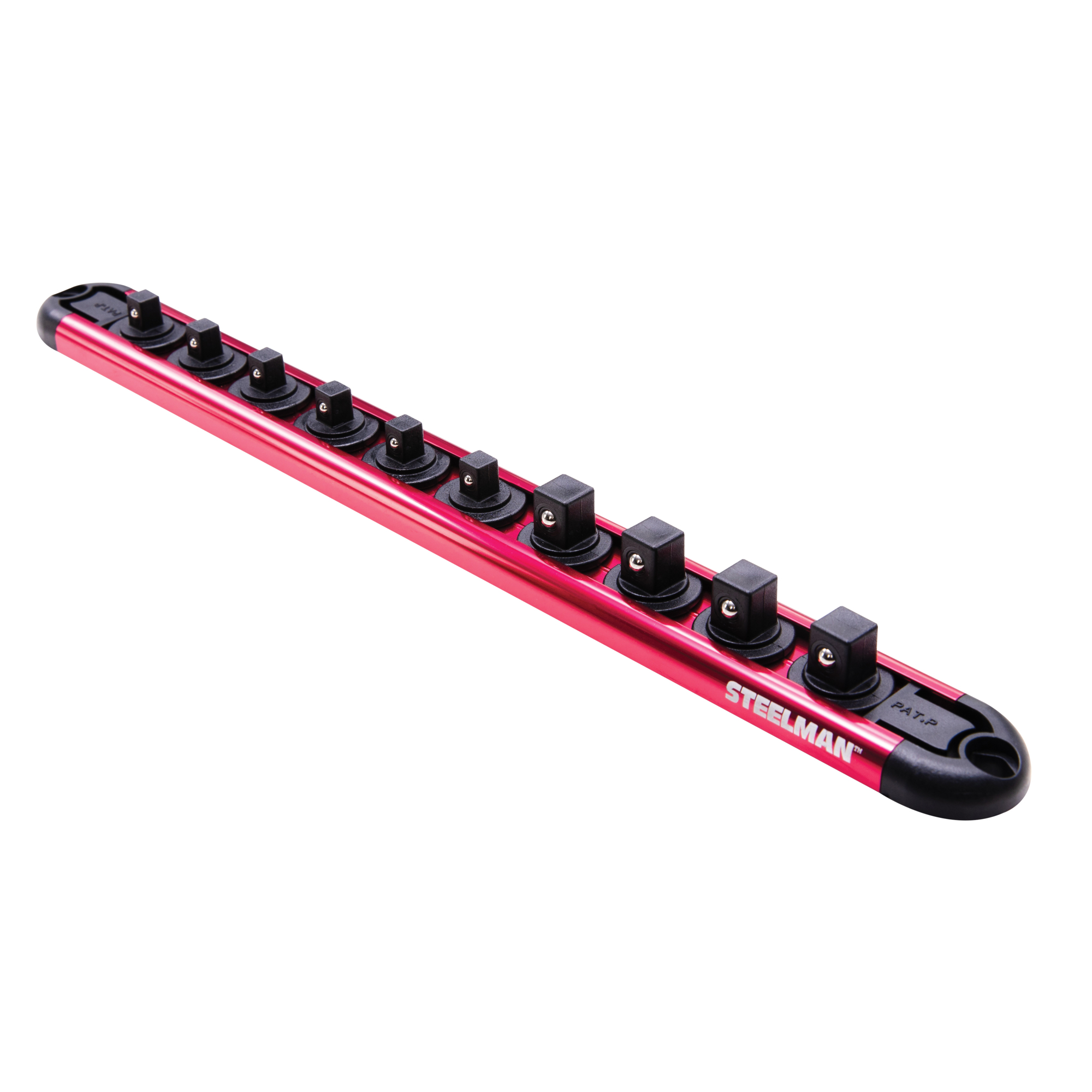 STEELMAN 10-Piece 1/4-Inch and 3/8-Inch Drive Aluminum Socket Storage Rail, 11.25-Inch Length, Model# 60736